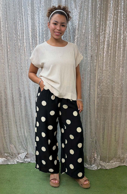 Umgee Wide Polka Dot Pants