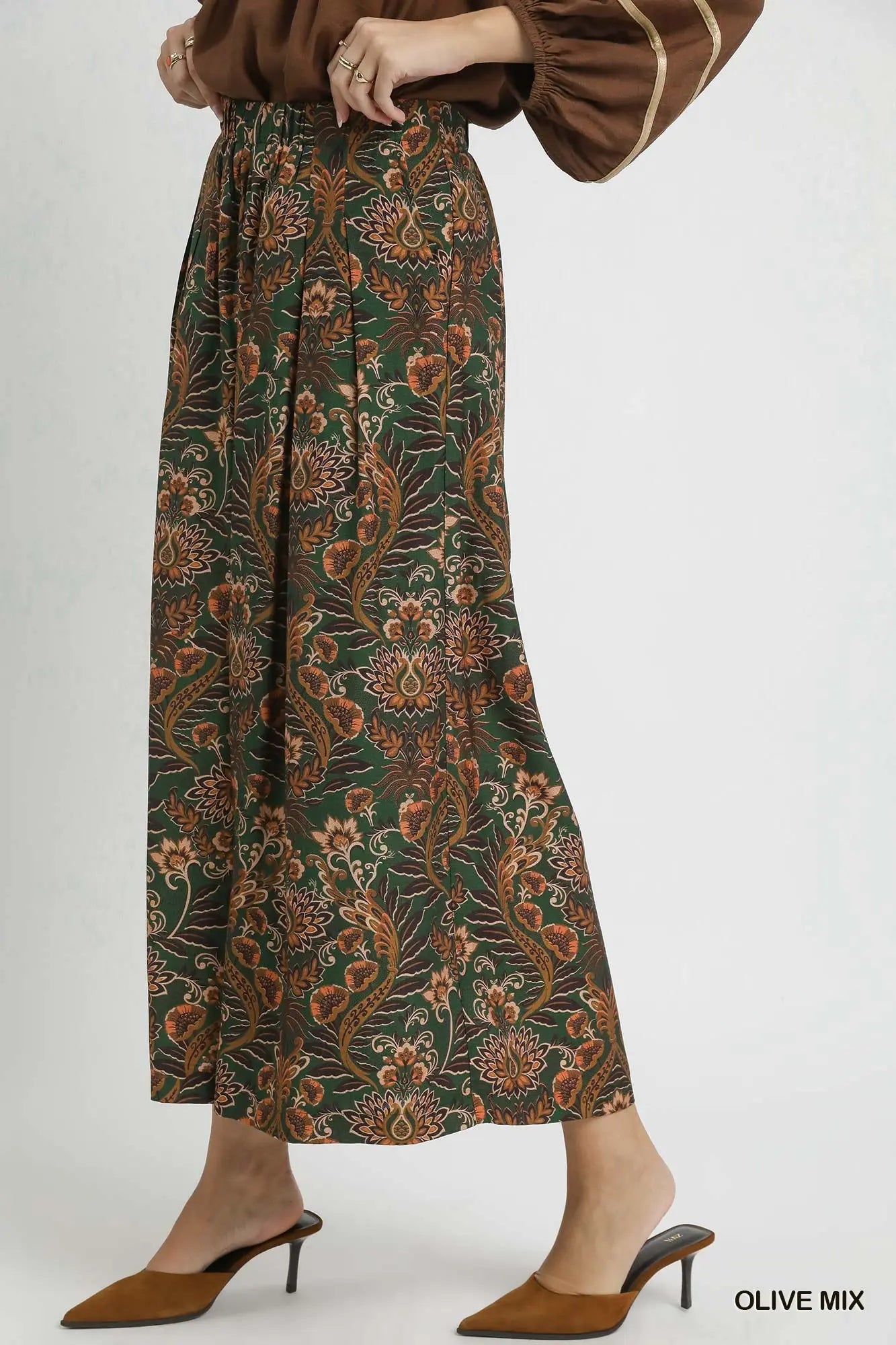 Umgee Printed Wide Leg Crops