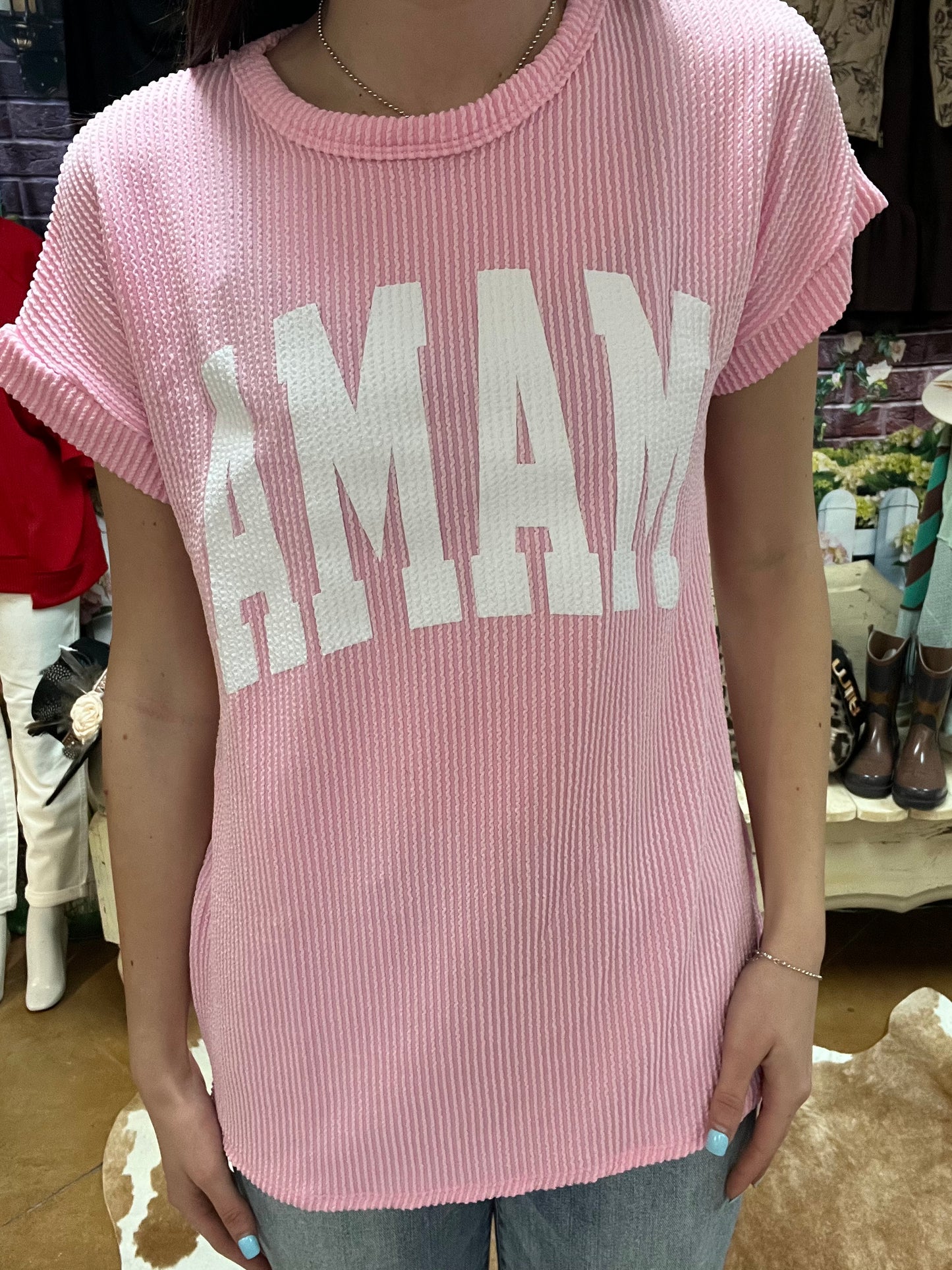 Ribbed “MAMA” Top