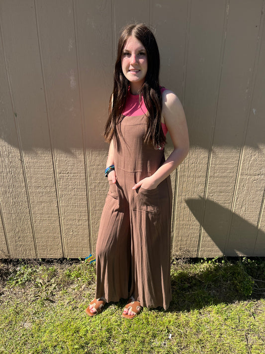 Brown Wide Leg Jumpsuit