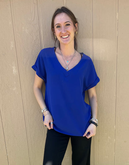 Short Sleeve V Neck Top