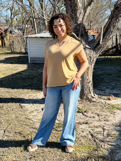 Easel Sand Cap sleeve shirt