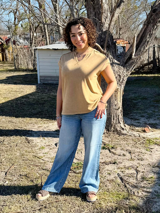 Easel Sand Cap sleeve shirt