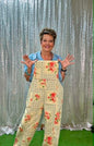 Easel blue strap floral overalls