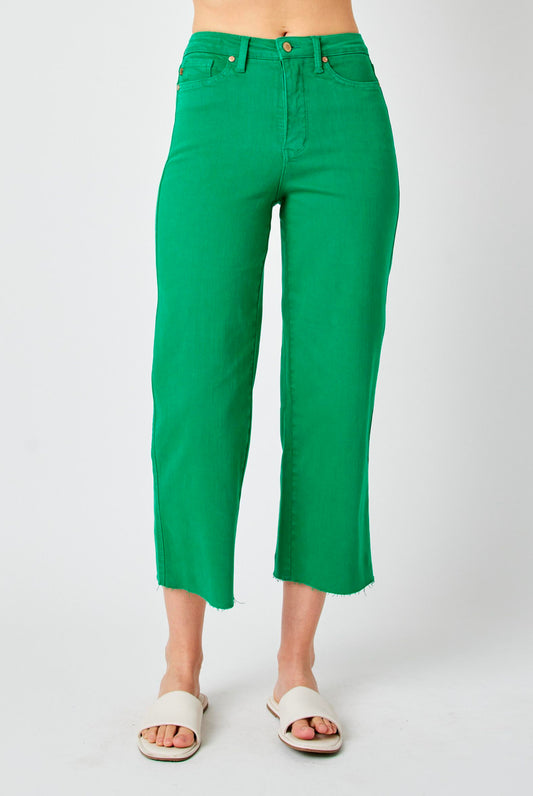 Judy Blue Green Wide Leg Crop Plus Size