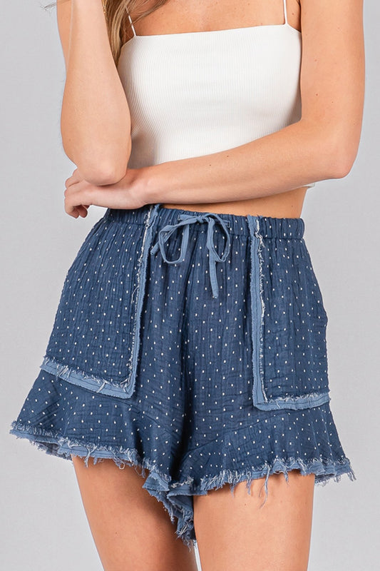 Boho Textured Frayed Hem Shorts