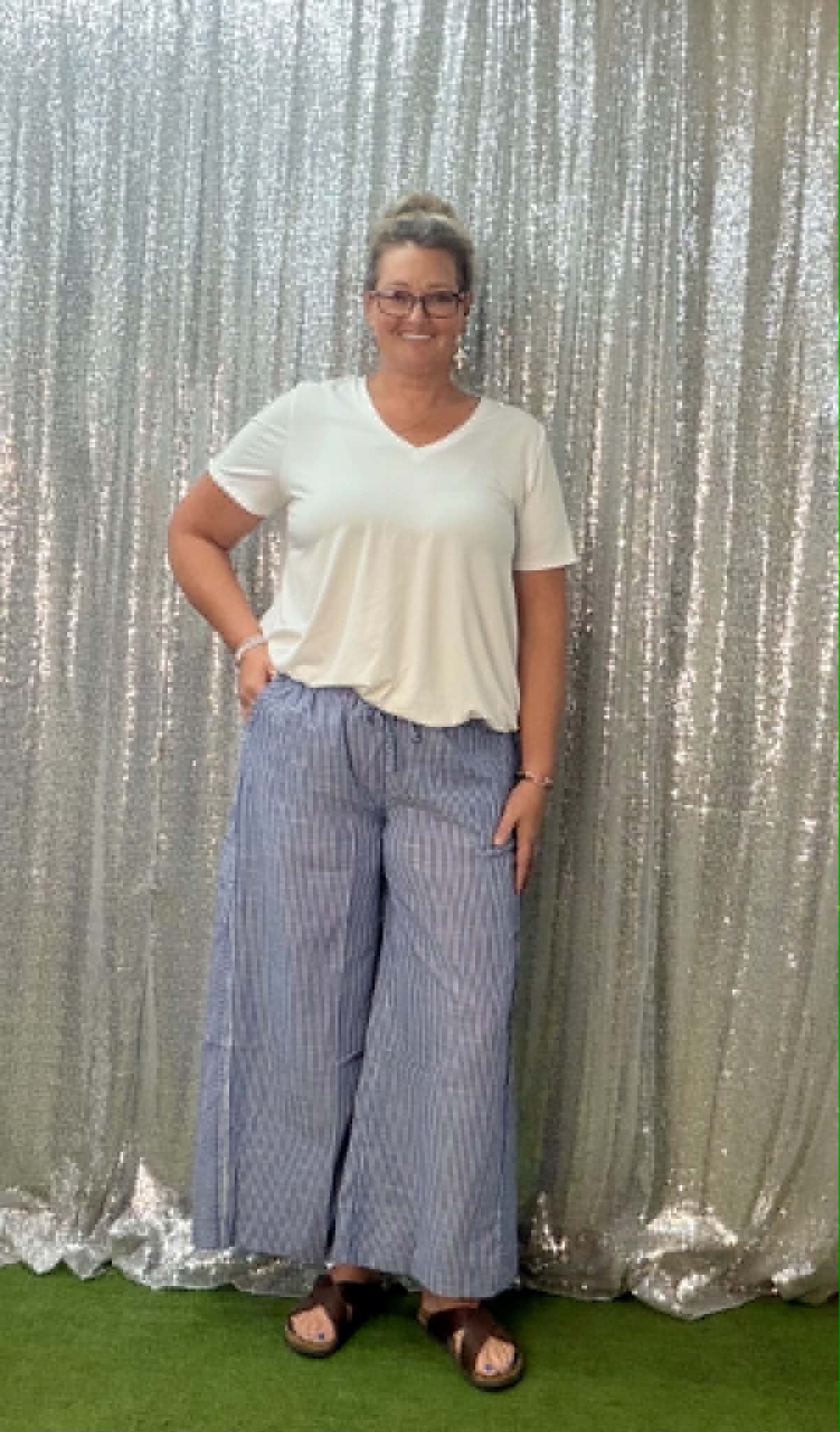 Umgee Vertical Stripe Pants PLUS