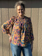 Easel Mustard print Tabby long sleeve top