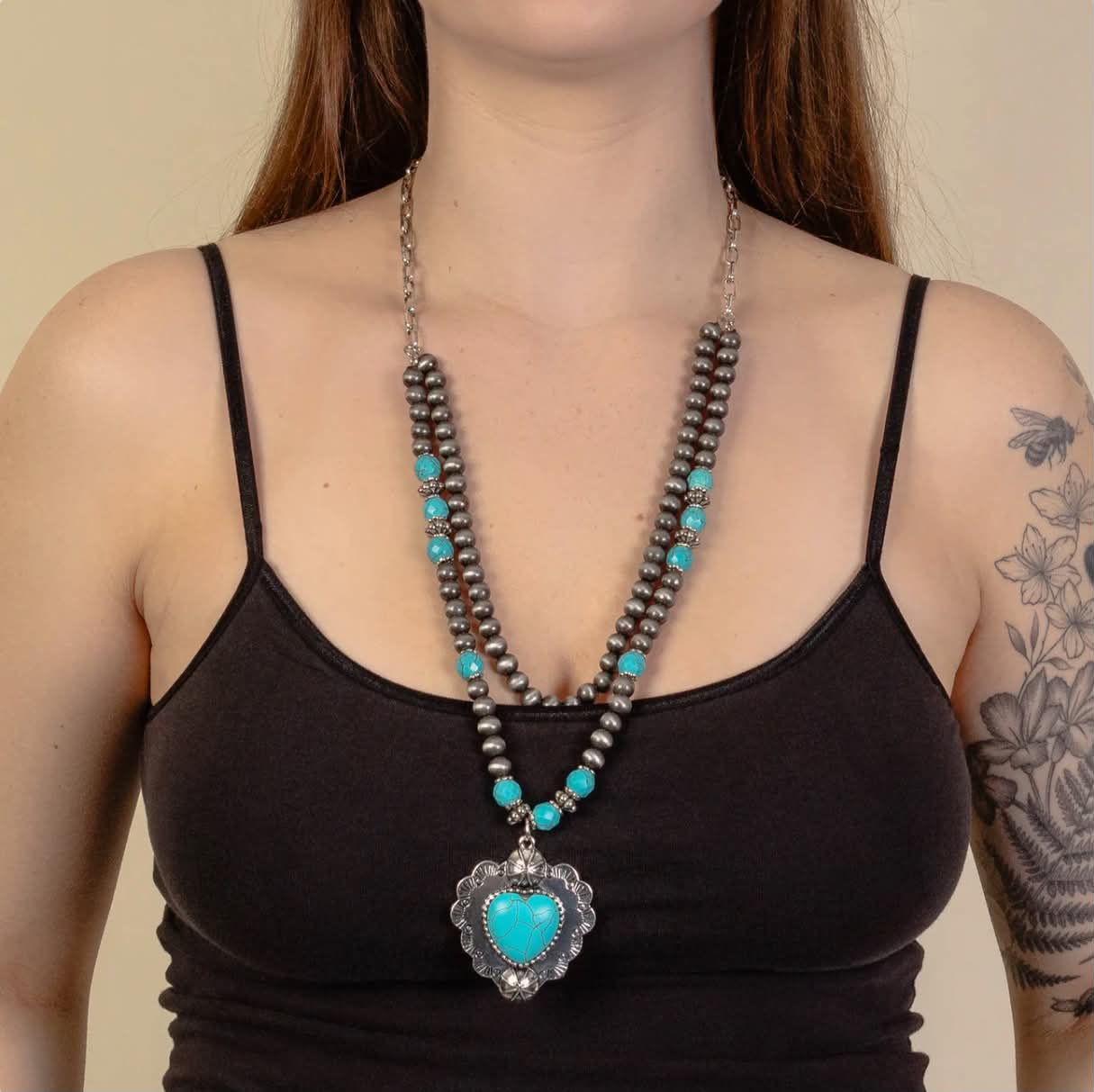 Squash Blossom heart Layered Necklace