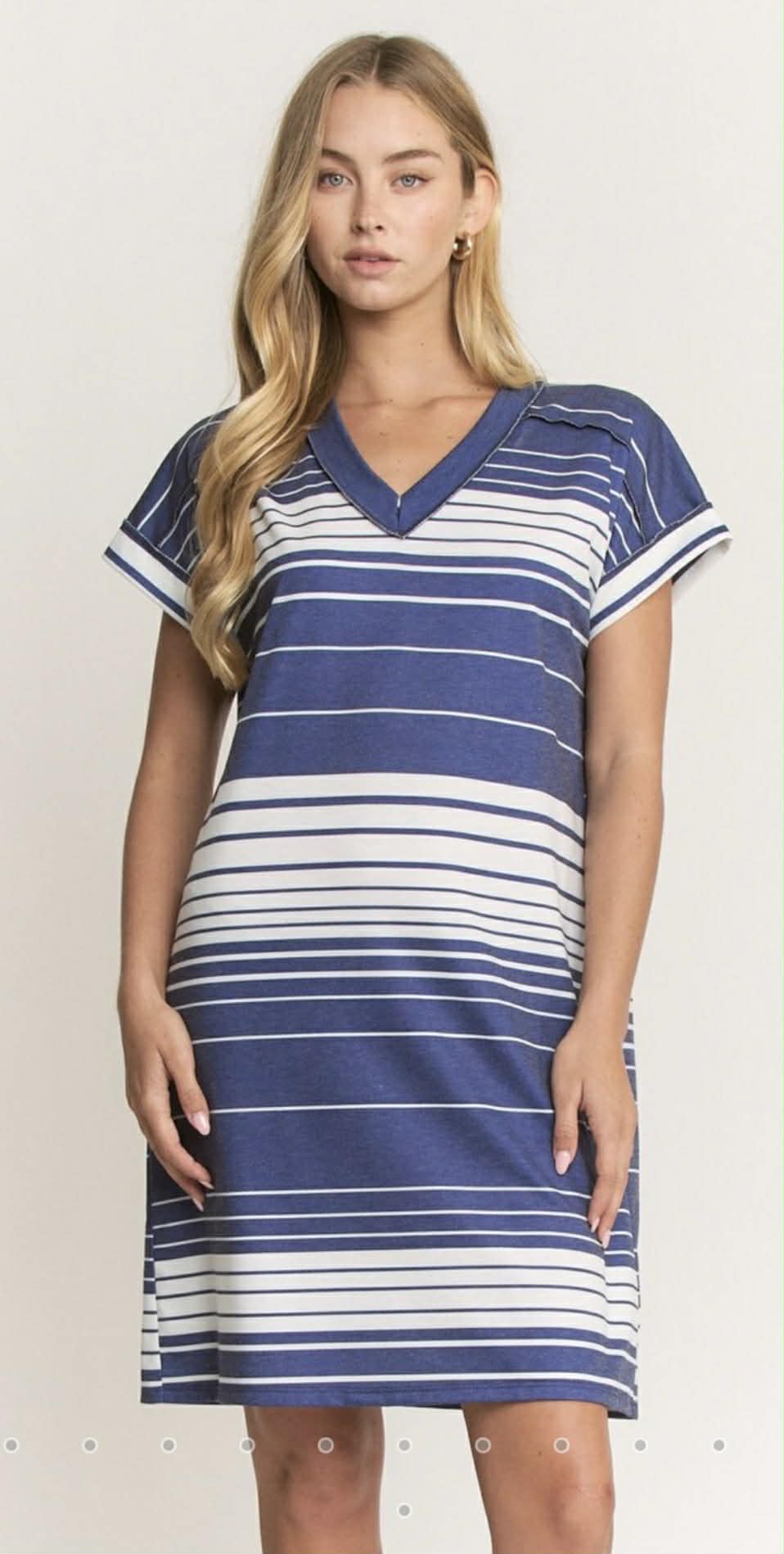 Heimish blue/white vneck dress