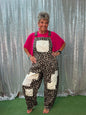 Oddi Leopard Mixed Media Overalls