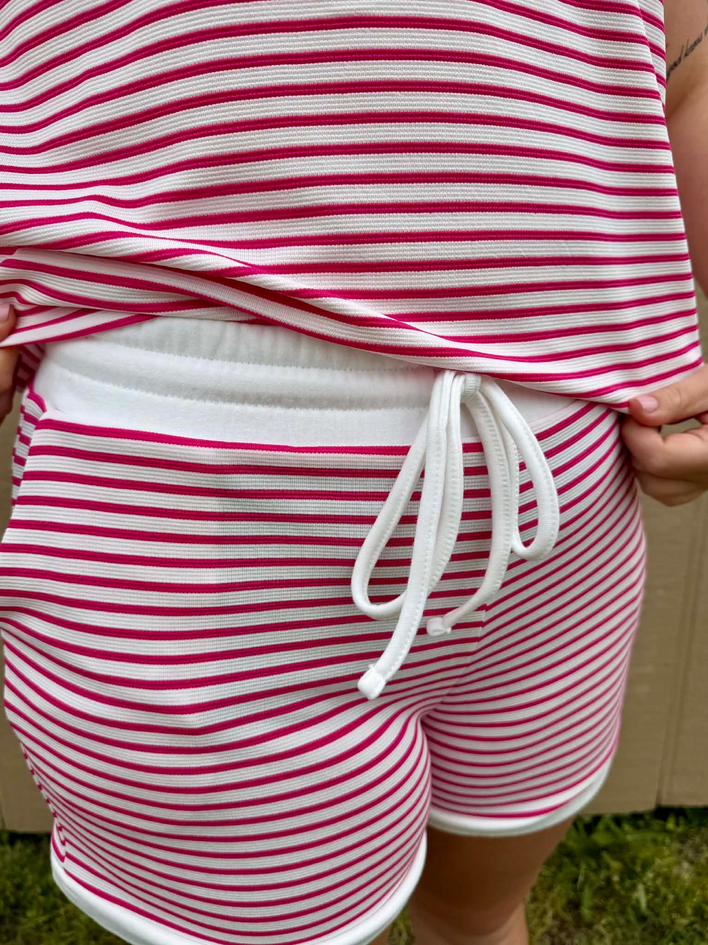Zenana Striped shorts SET