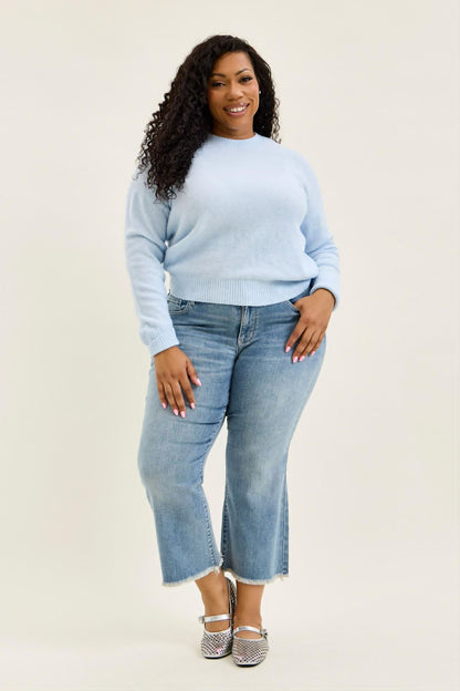 Judy Blue Mid Rise light wash kick flare PLUS