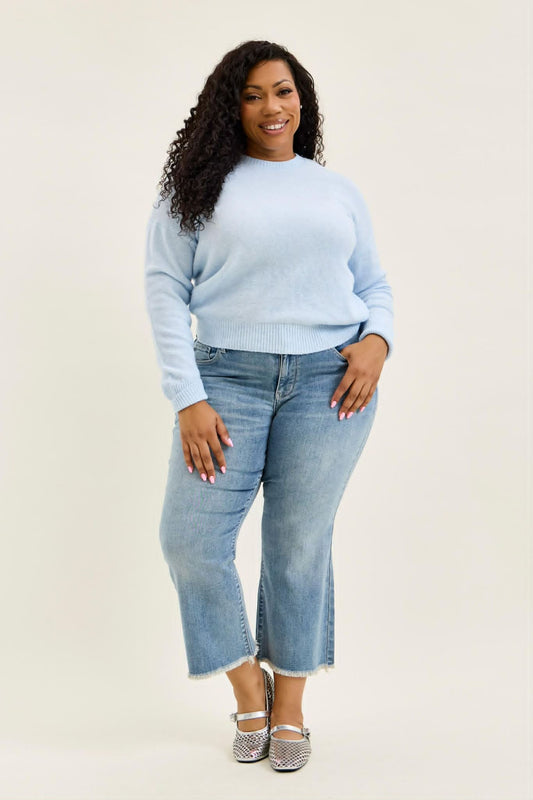 Judy Blue Mid Rise light wash kick flare PLUS