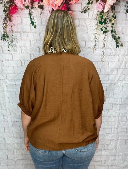 Leopard Collar Dolman Top