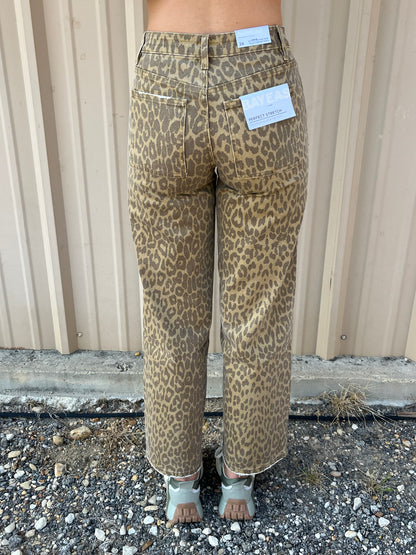 Leopard Print Straight Leg Jeans