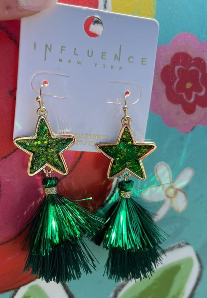 Green fashion earrings