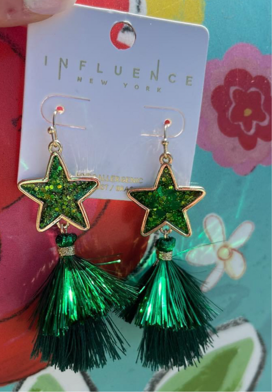 Green fashion earrings