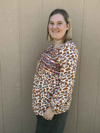 Savanna Jane Embroidered Printed Top