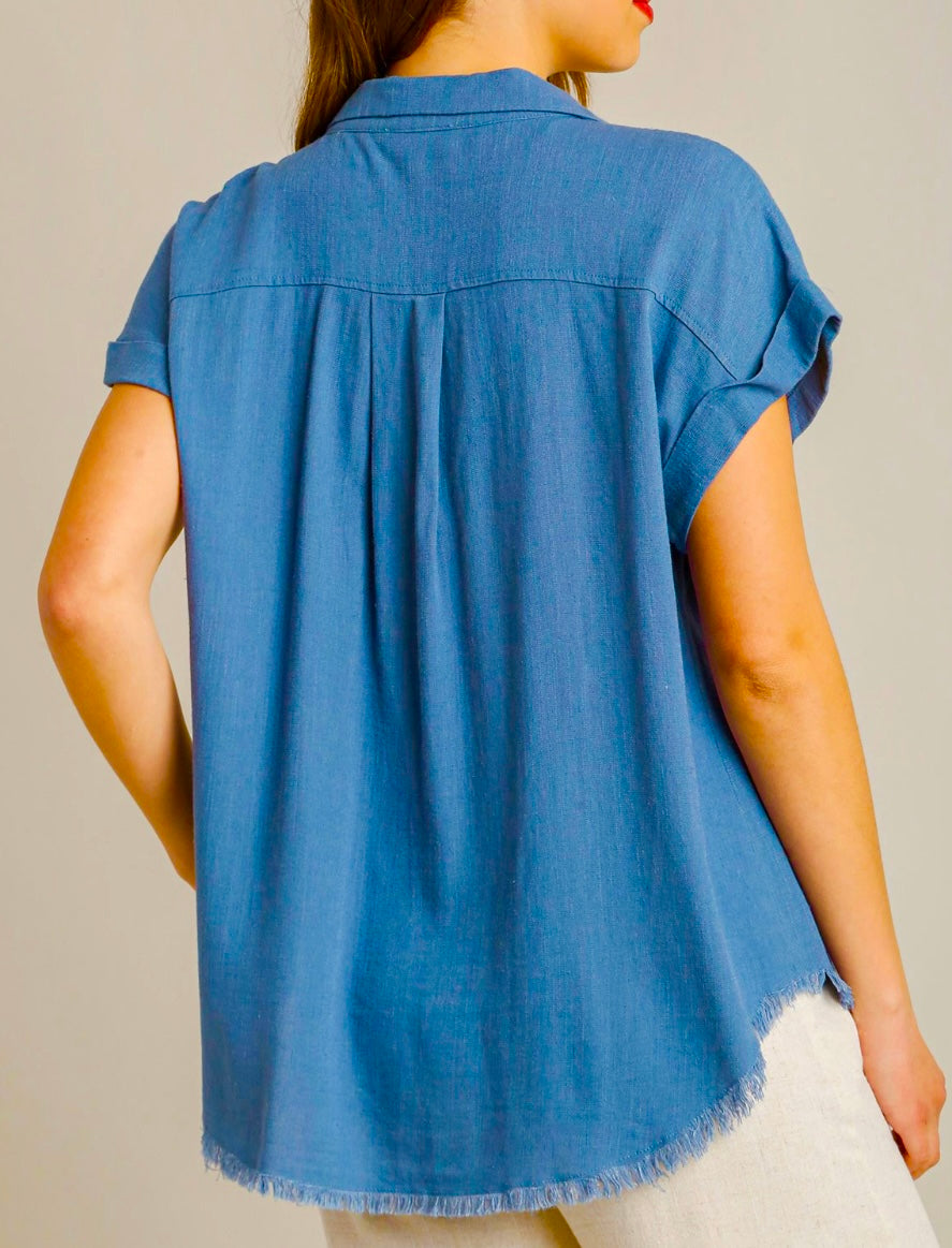 Umgee Button Up Fringe Top