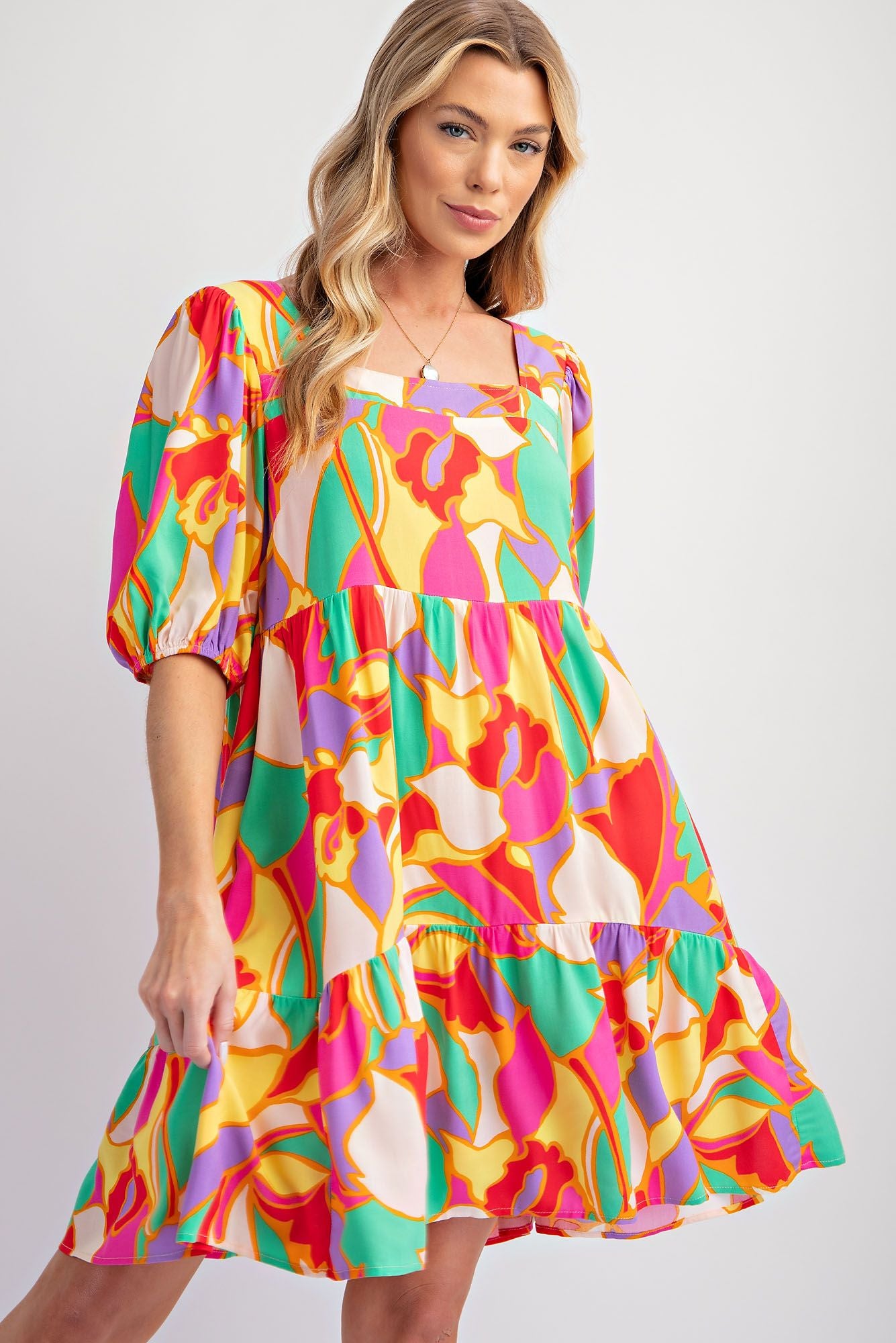 Easel Ruffle Bottom Dress