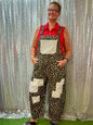 Oddi Leopard Mixed Media Overalls Plus