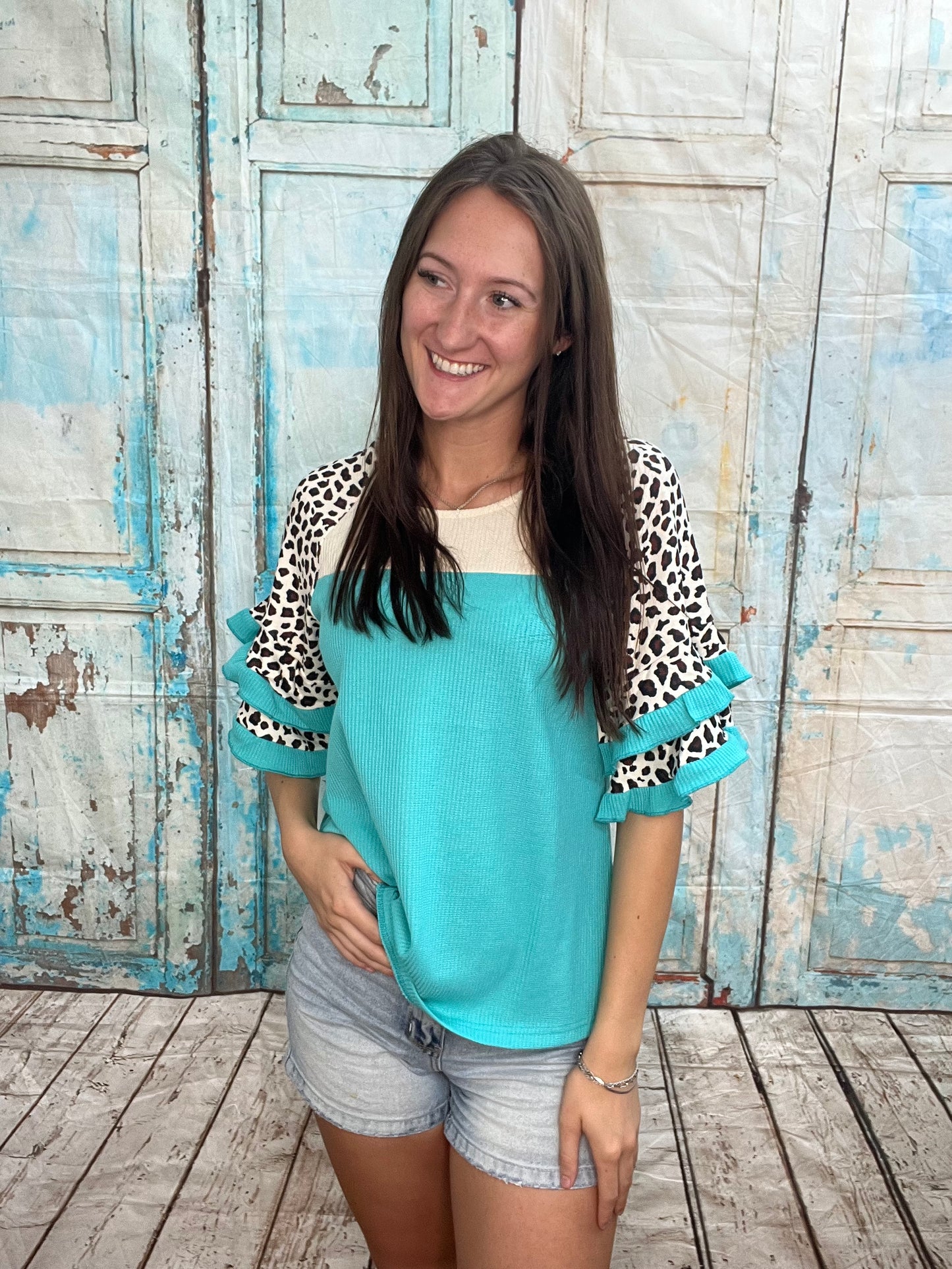 Waffle Knit Cheetah Top