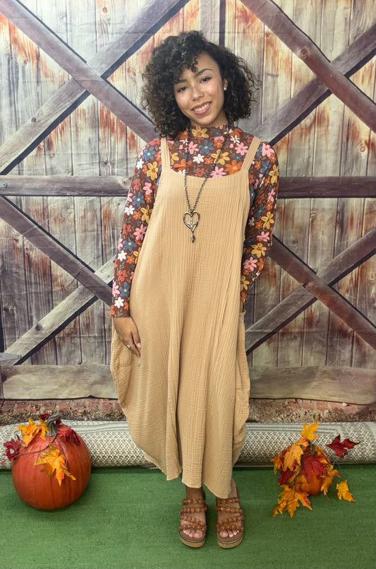 I Love Linen Jumper Dress with side pockets