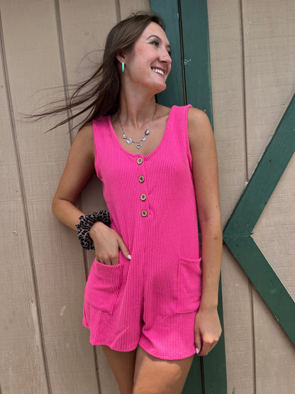 Button Up Ribbed Romper