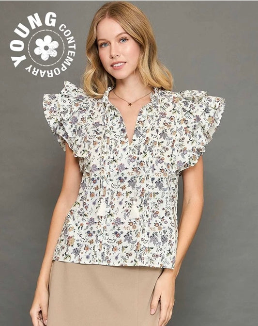 Umgee Ruffle Sleeve Top
