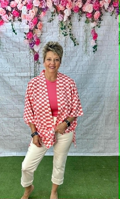 SUNSHINE & RODEOS CHECKED SHORT KIMONO