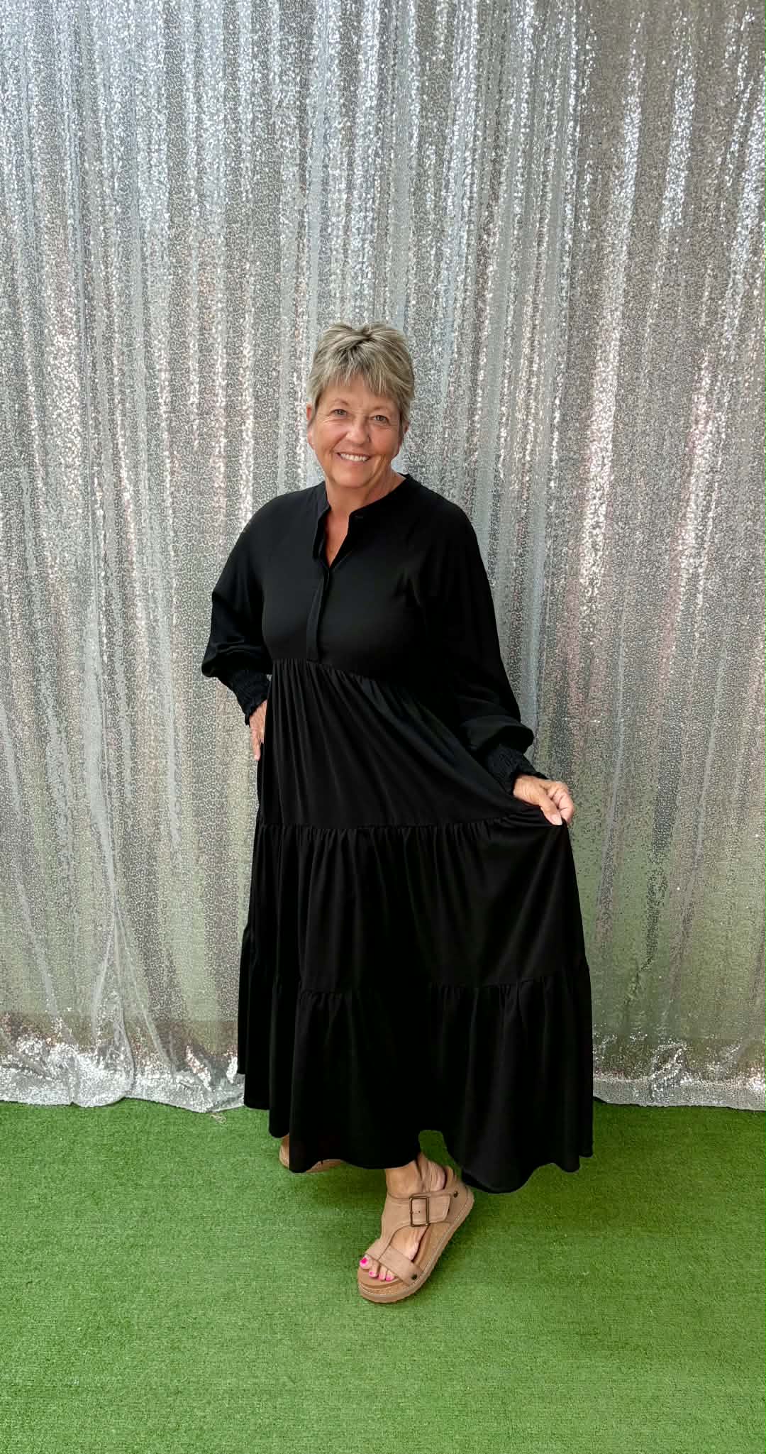 Umgee Tiered long sleeve dress