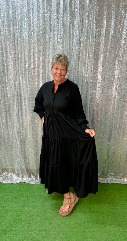 Umgee Tiered long sleeve dress