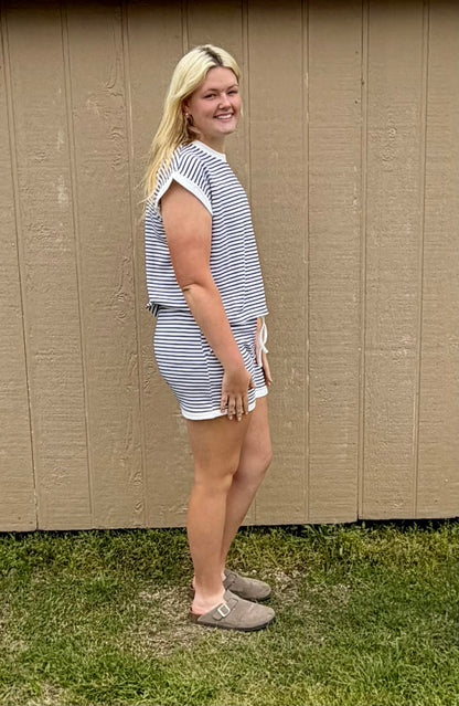 Zenana Striped shorts SET