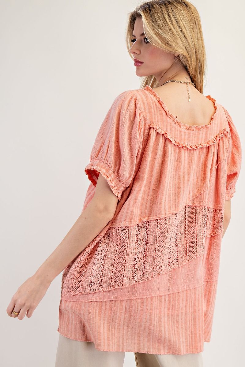 Easel Lace Mix Tunic Top