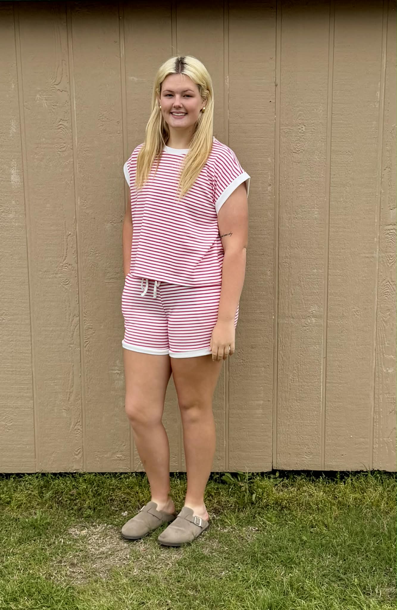 Zenana Striped shorts SET