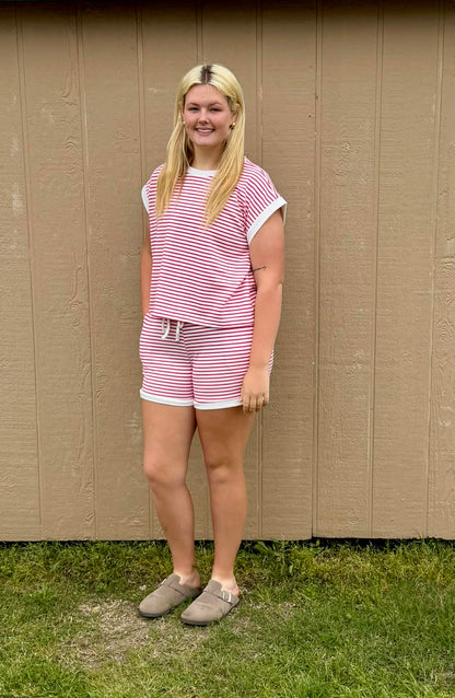 Zenana Striped shorts SET