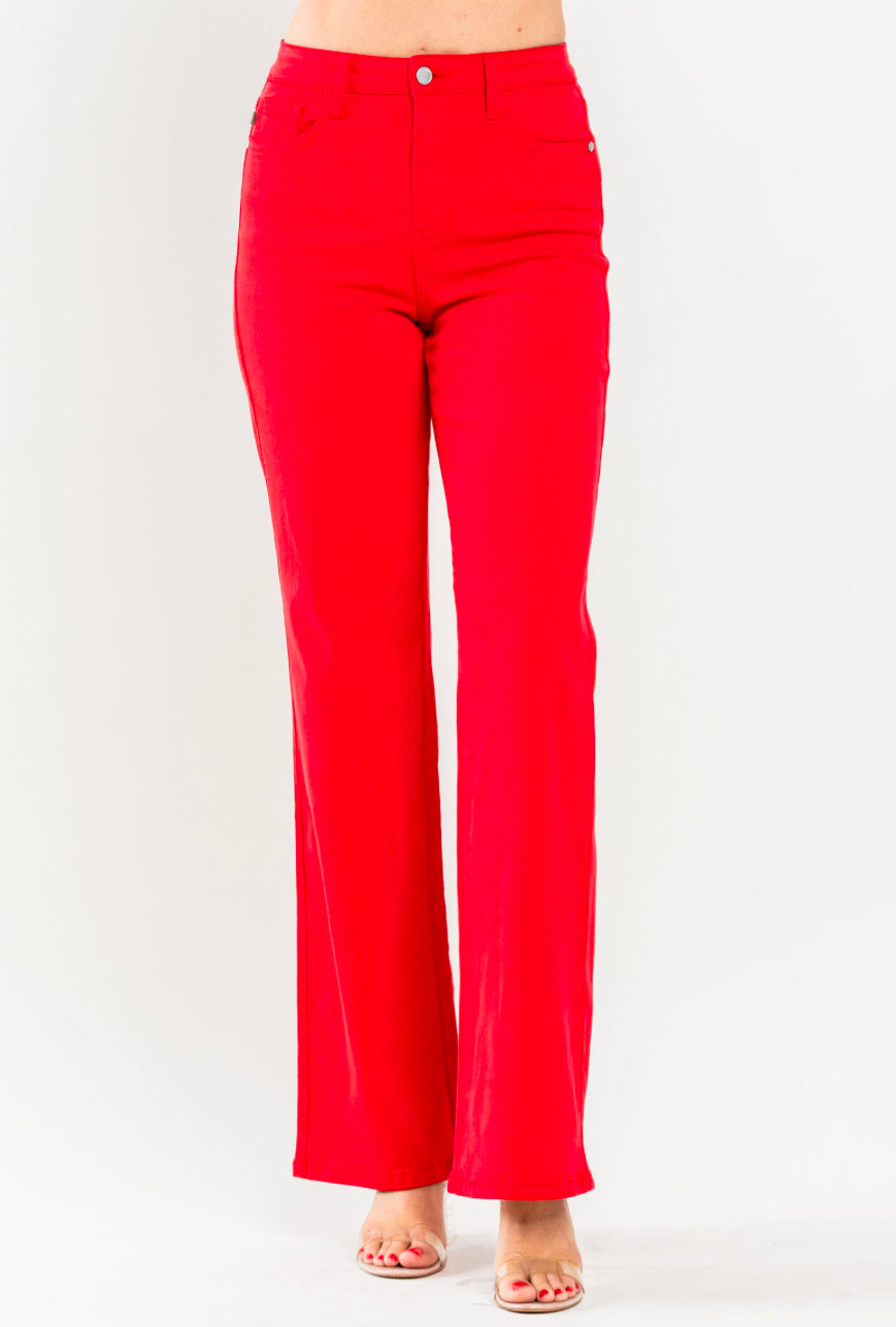 **Judy Blue Red 90s Straight Jeans