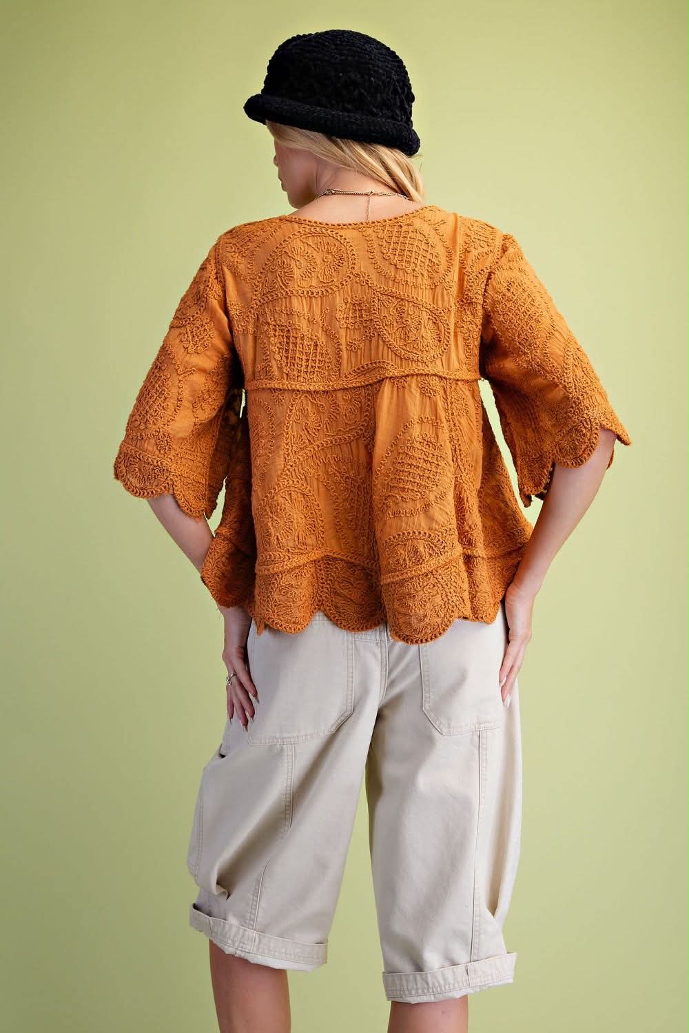 Easel half sleeve babydoll tunic