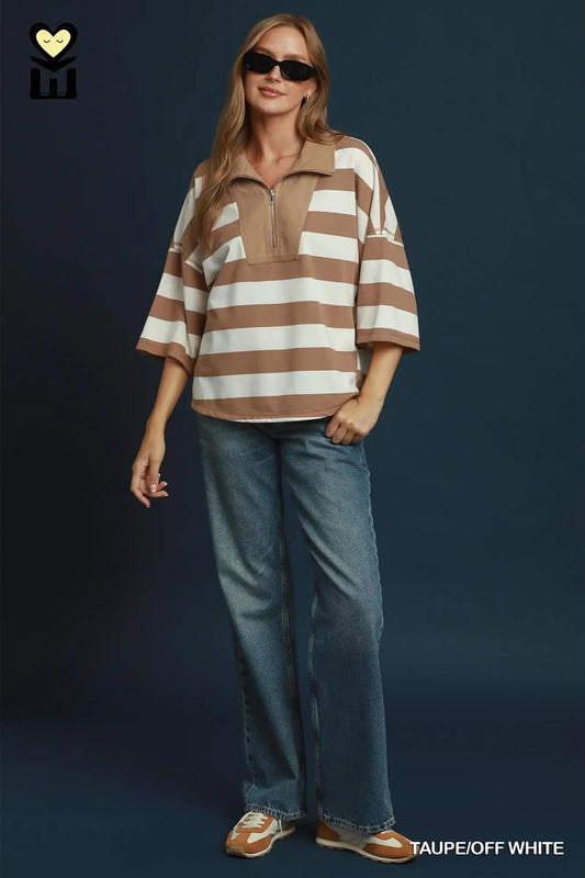 Mohme Umgee Rugby Style Stripe Top