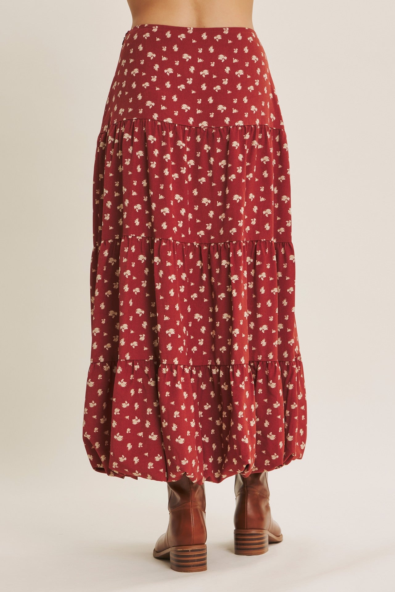 Brunch Date Floral Bubble Hem Skirt