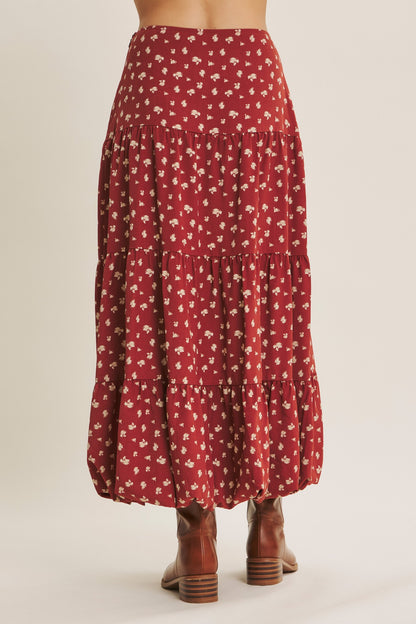 Brunch Date Floral Bubble Hem Skirt