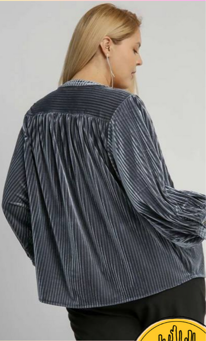 Umgee V-Notched Button Down Top