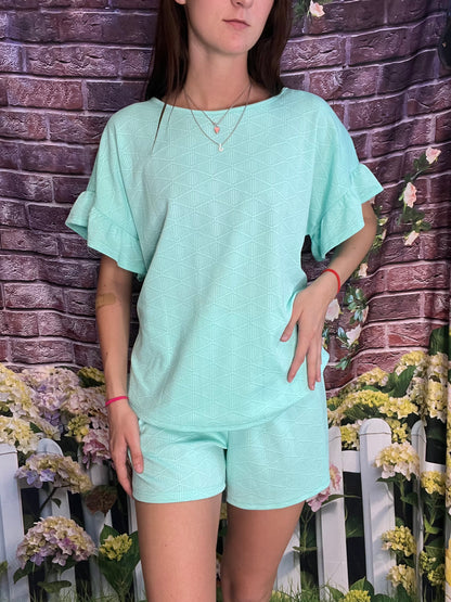 Textured Shorts Set Plus Size