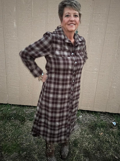SHE+SKY BROWN FLANNEL DRESS