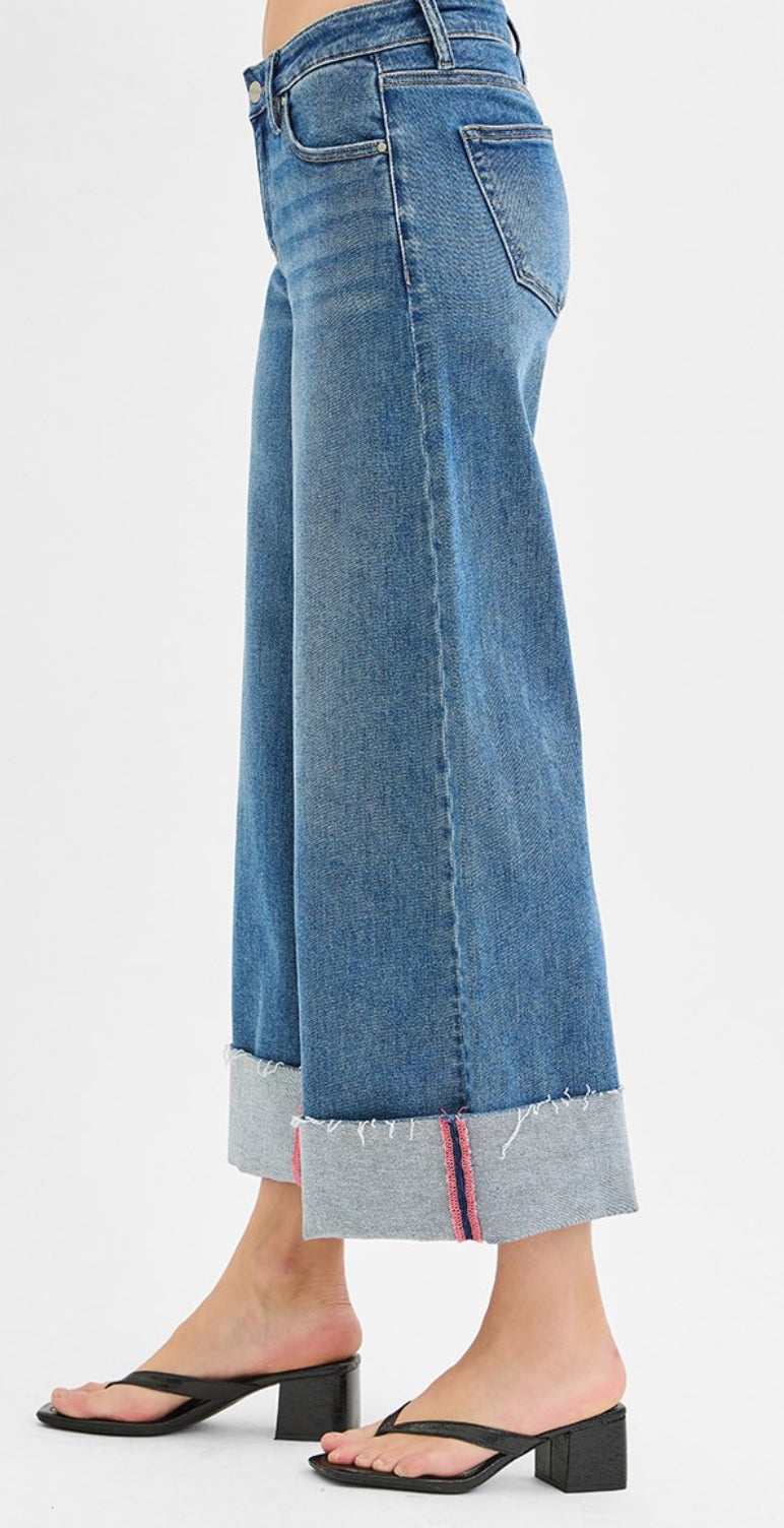 Risen Pink Seam Wide Leg Crops