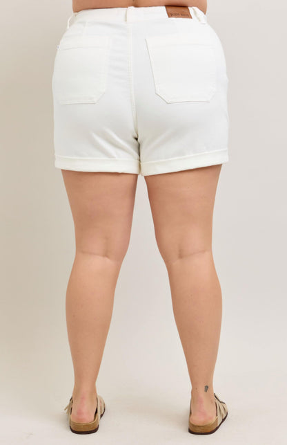 Judy Blue White Jogger Shorts Plus Size