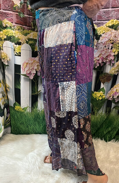 Wide Leg Patchwork Crop Pants