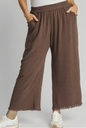Umgee Wide Leg Crop Linen Pants