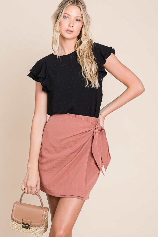 Overlap Tie Mini Skirt